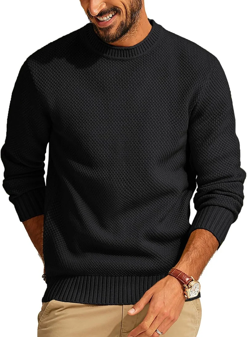 Herren Waffelstrick-Pullover mit Rundhalsausschnitt Drune