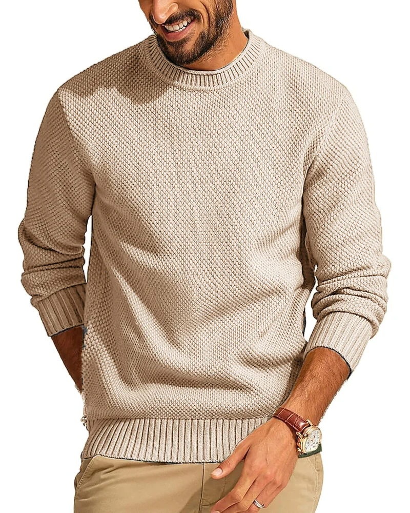 Herren Waffelstrick-Pullover mit Rundhalsausschnitt Drune
