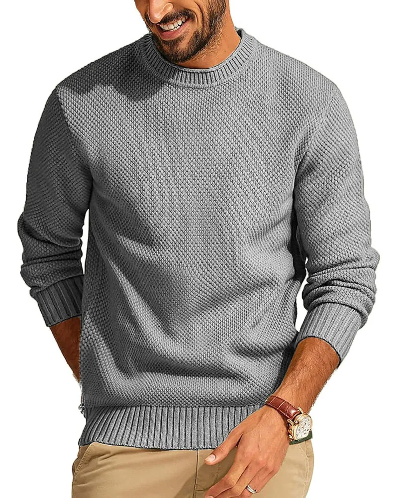 Herren Waffelstrick-Pullover mit Rundhalsausschnitt Drune