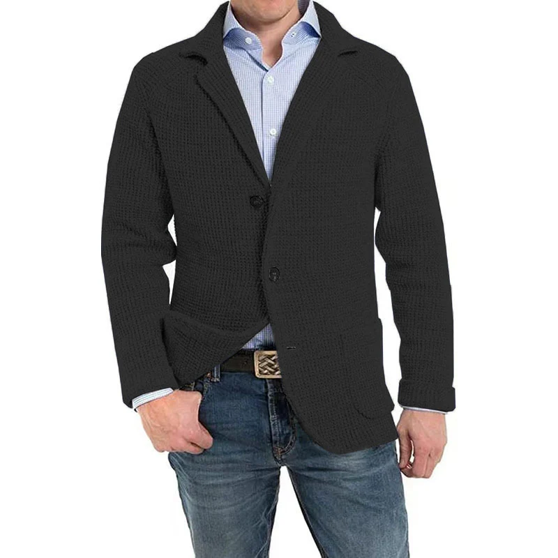Herren Strukturstrick Sakko-Blazer mit aufgesetzten Taschen Drune