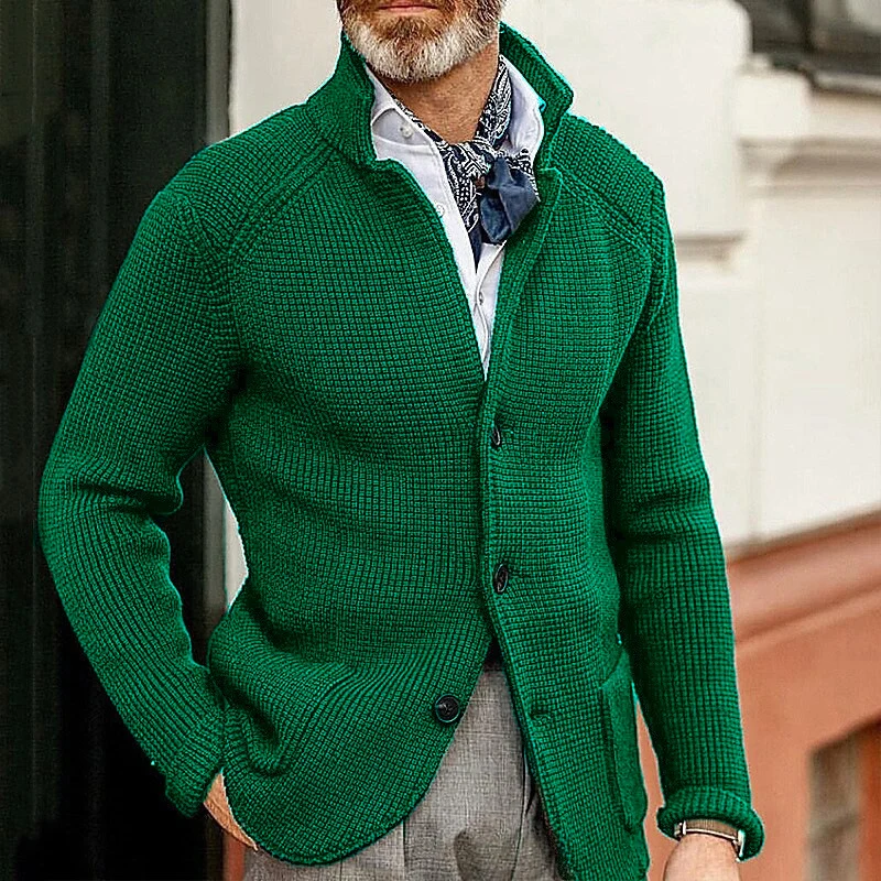 Herren Strickjacke mit Stehkragen und Strukturstrick Drune