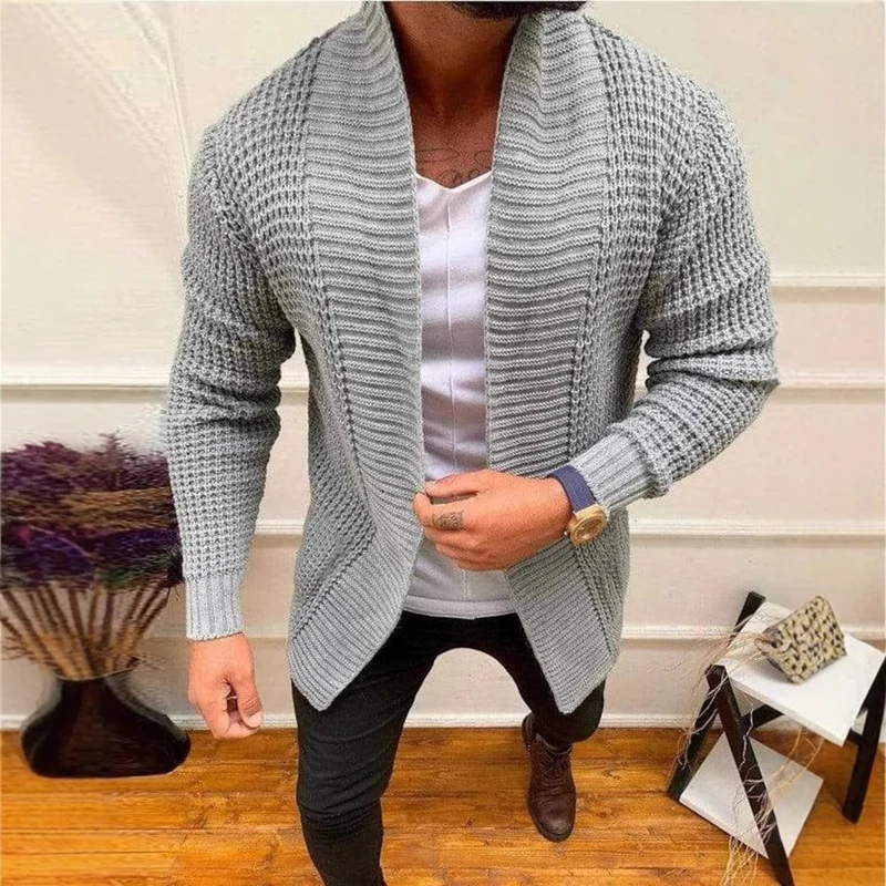 Herren Strickcardigan mit Schalkragen und strukturiertem Waffelmuster Drune