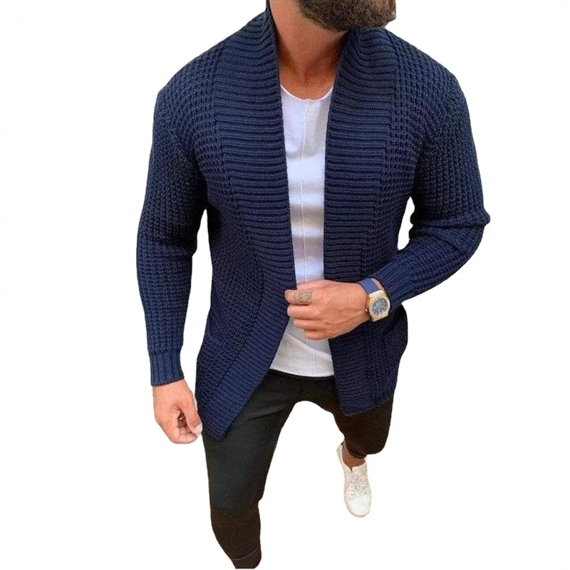 Herren Strickcardigan mit Schalkragen und strukturiertem Waffelmuster Drune