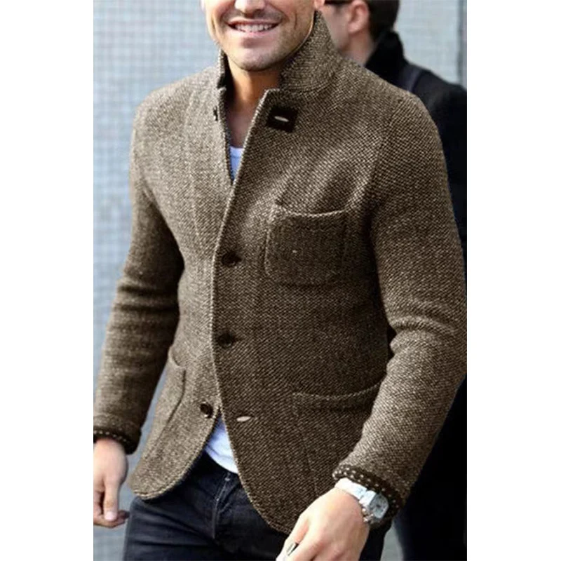 Herren Strickblazer mit Stehkragen und aufgesetzten Taschen Drune