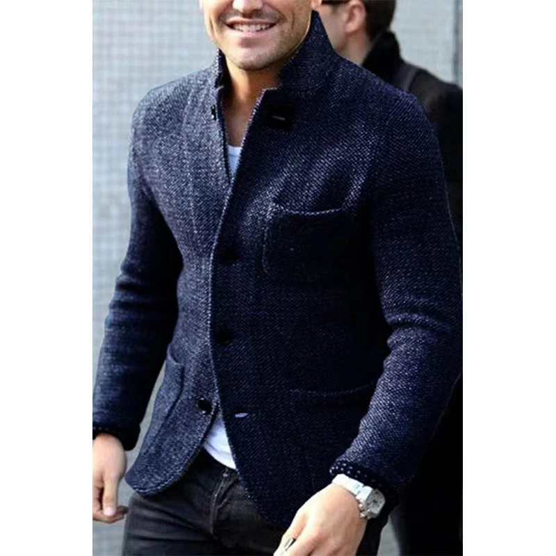 Herren Strickblazer mit Stehkragen und aufgesetzten Taschen Drune
