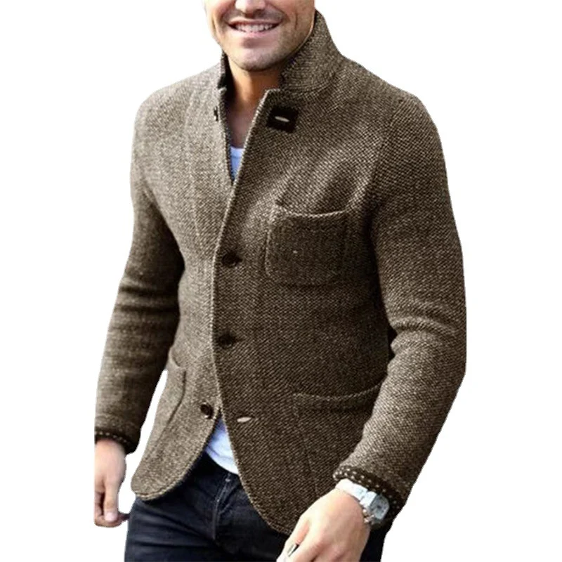 Herren Strickblazer mit Stehkragen und aufgesetzten Taschen Drune