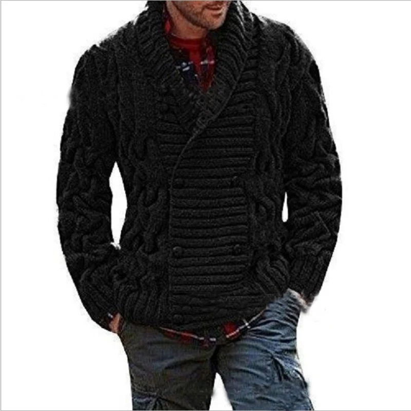 Herren Grobstrick-Cardigan mit Schalkragen und Zopfmuster Drune