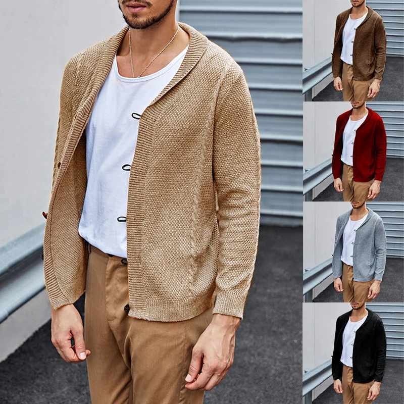Herren Feinstrick-Cardigan mit Schalkragen, Karabiner-Verschlüssen und Strukturstrick Drune