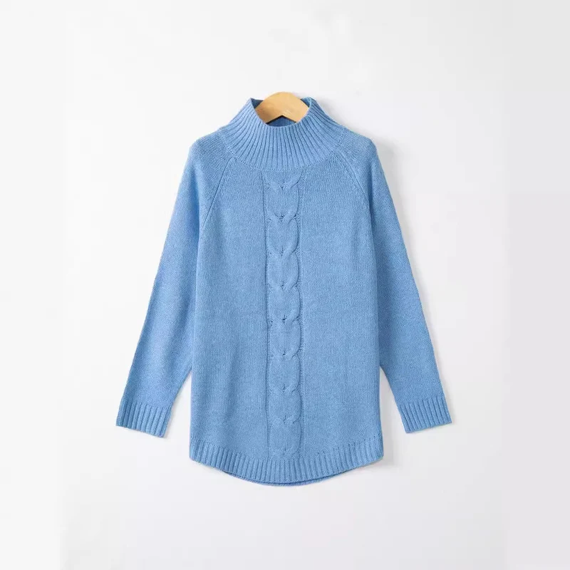 Damen Rollkragenpullover mit Zopfmuster und Raglanärmeln Drune
