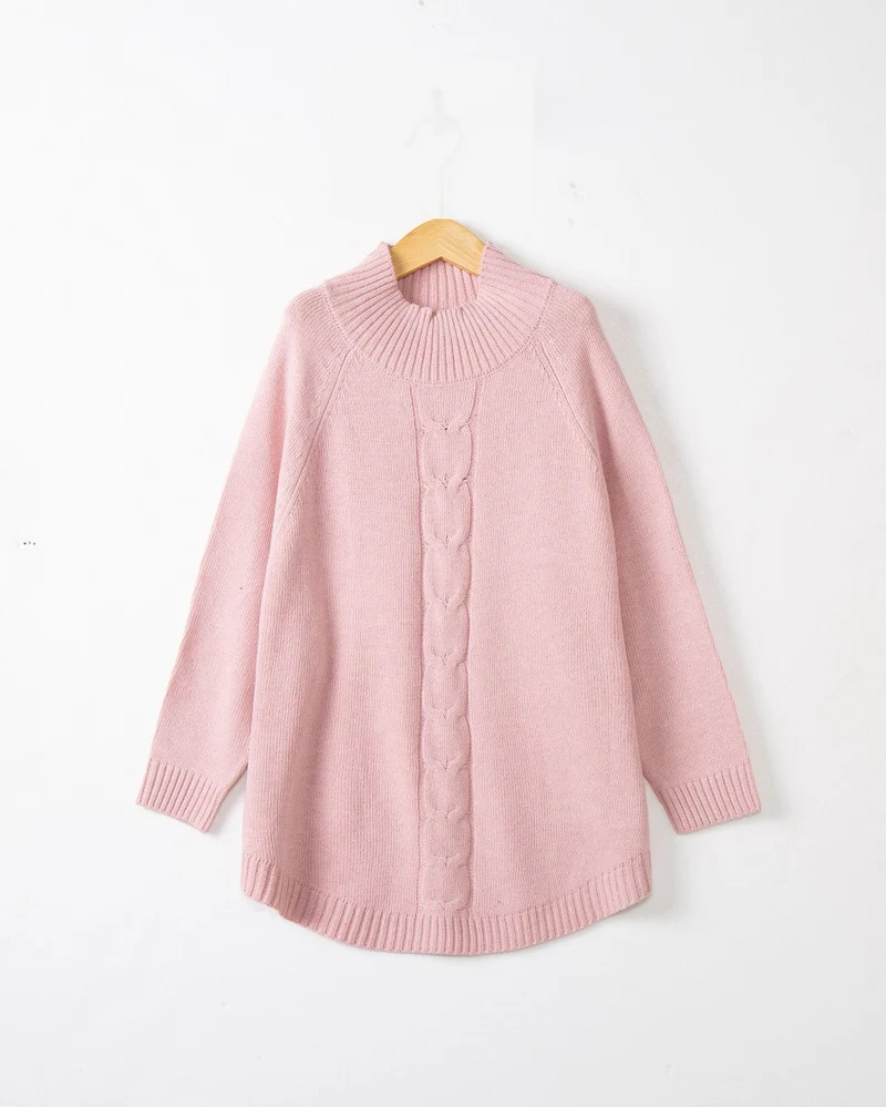 Damen Rollkragenpullover mit Zopfmuster und Raglanärmeln Drune