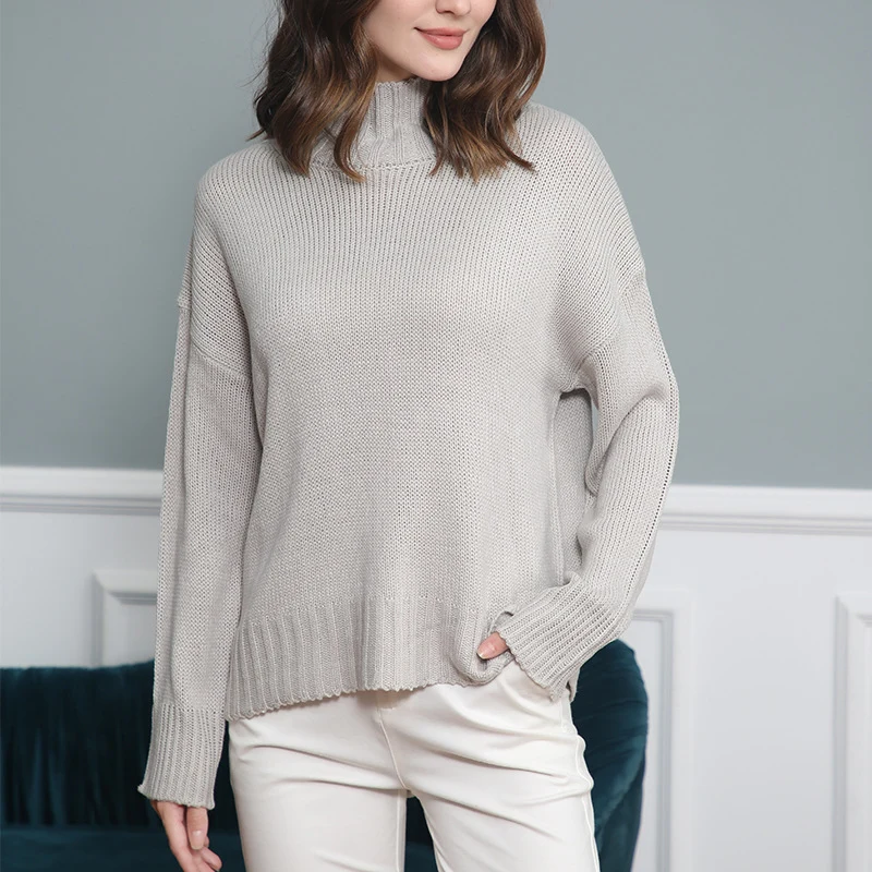 Damen Rollkragen-Pullover aus Grobstrick mit Oversize-Schnitt Drune
