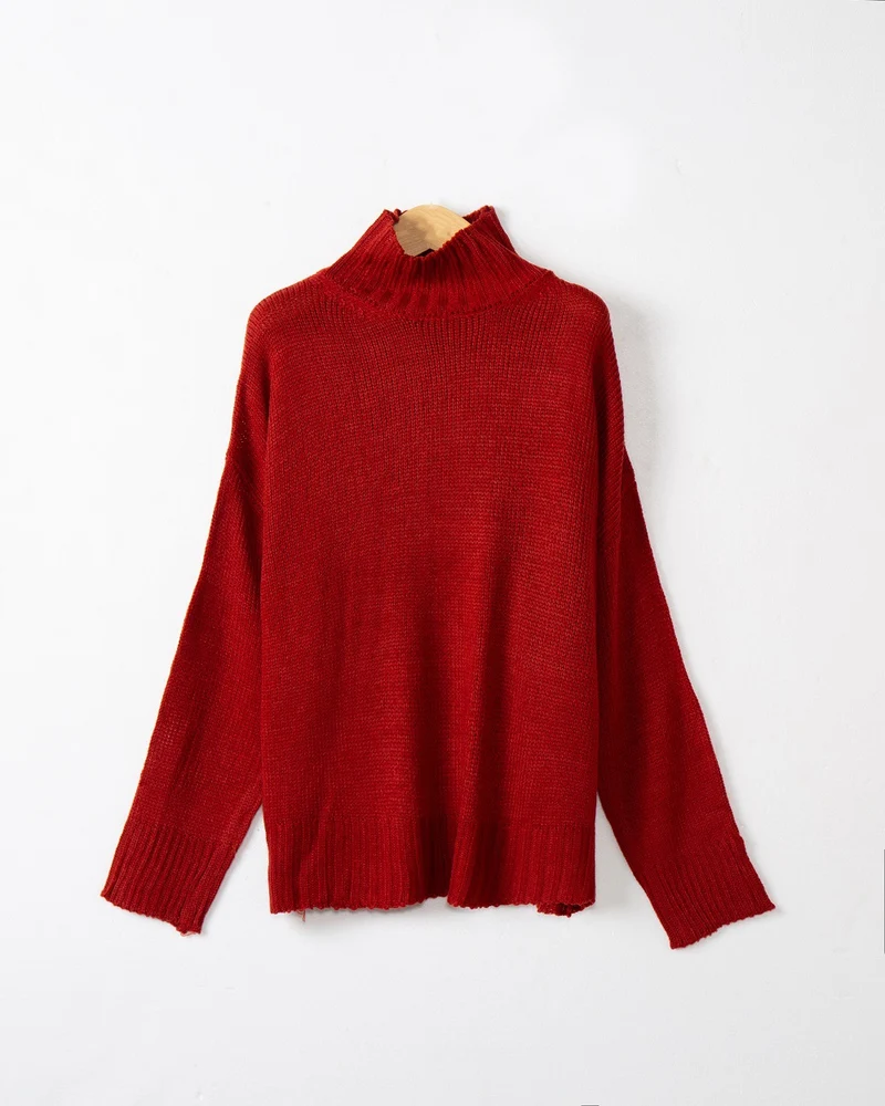 Damen Rollkragen-Pullover aus Grobstrick mit Oversize-Schnitt Drune