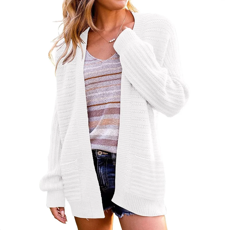 Damen Oversize Strickcardigan mit aufgesetzten Taschen und Rippstruktur Drune