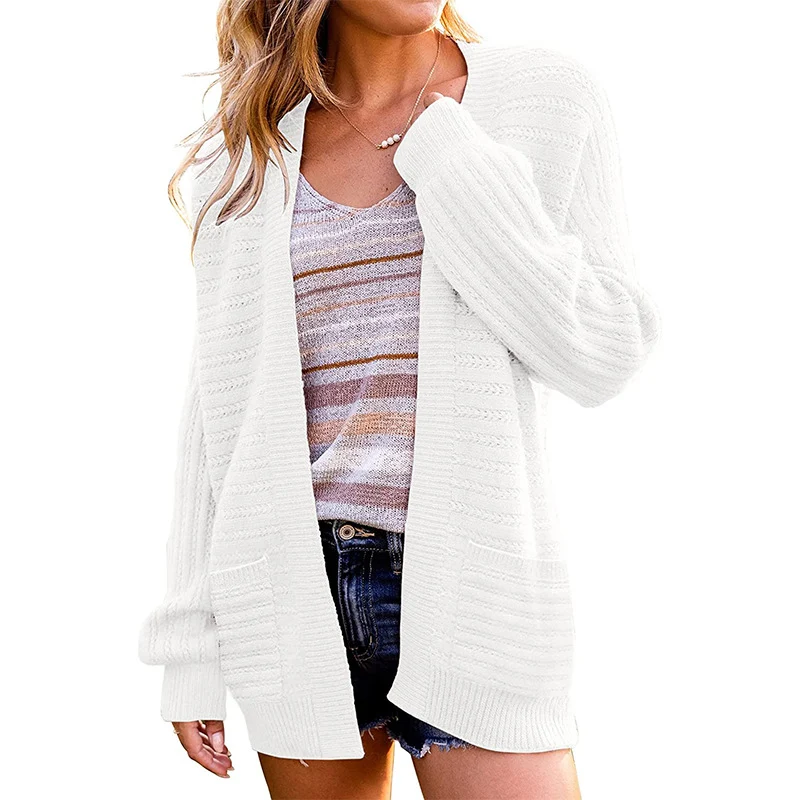 Damen Oversize Strickcardigan mit aufgesetzten Taschen und Rippstruktur Drune