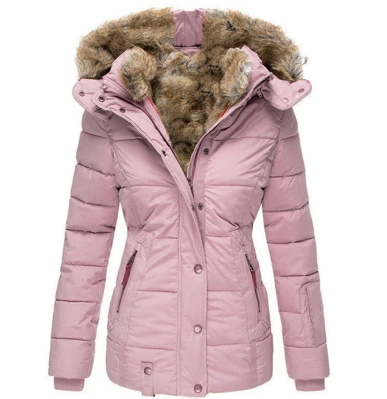 Damen Stepp-Parka mit tailliertem Schnitt und Kunstfellkapuze Drune