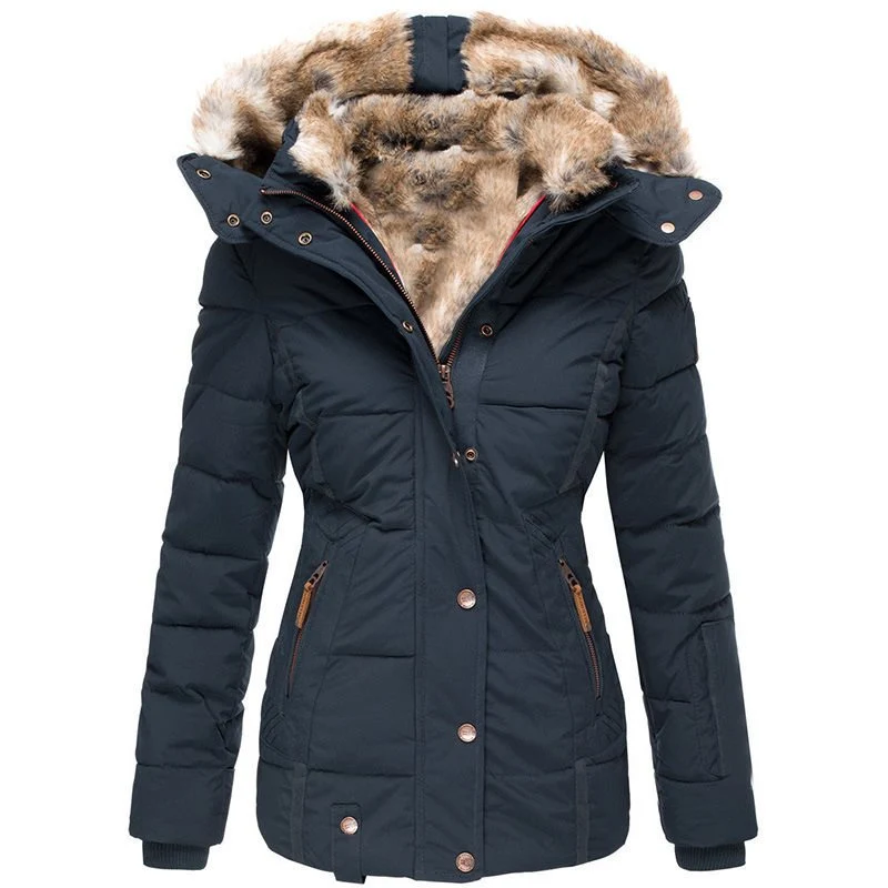 Damen Stepp-Parka mit tailliertem Schnitt und Kunstfellkapuze Drune
