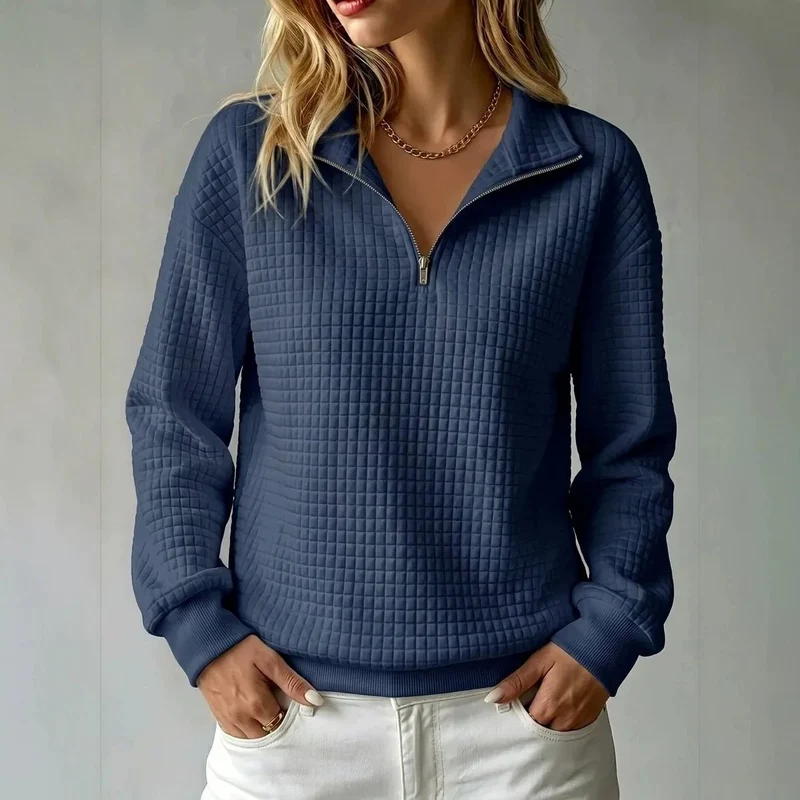 Damen Stepp-Fleece-Pullover mit halbem Reißverschluss und Stehkragen Drune