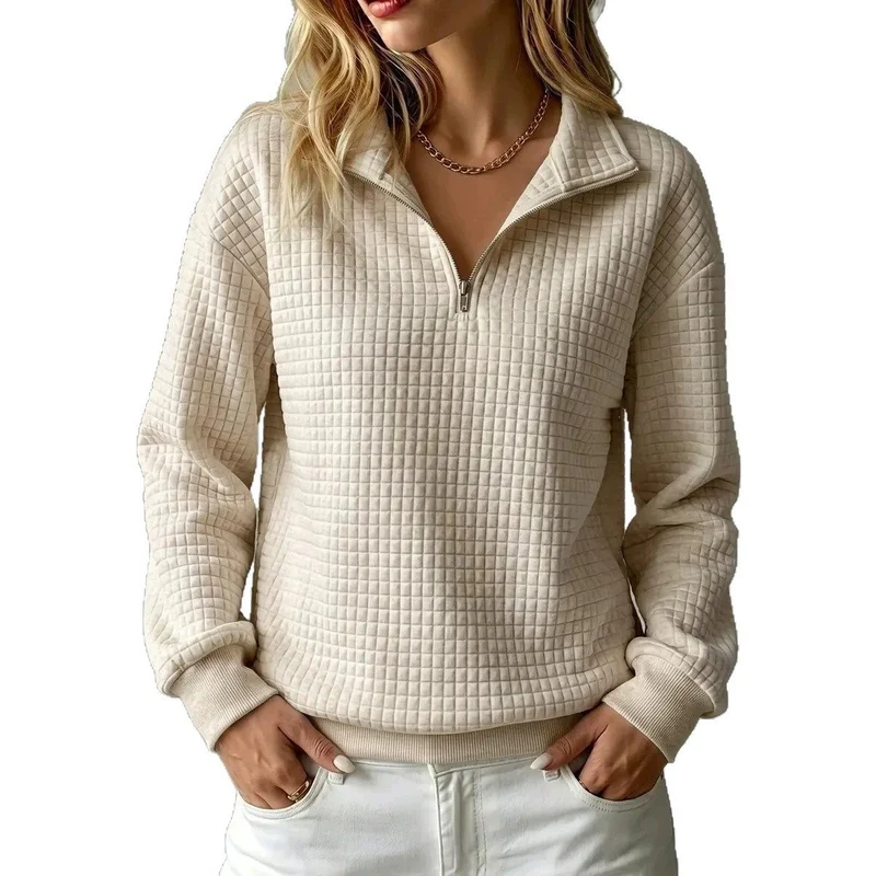 Damen Stepp-Fleece-Pullover mit halbem Reißverschluss und Stehkragen Drune