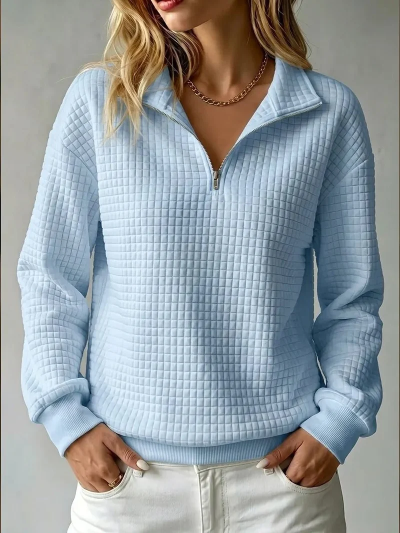 Damen Stepp-Fleece-Pullover mit halbem Reißverschluss und Stehkragen Drune
