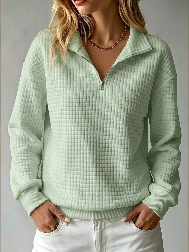 Damen Stepp-Fleece-Pullover mit halbem Reißverschluss und Stehkragen Drune