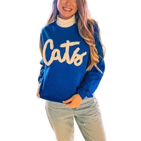 Damen Rundhals‑Sweatshirt mit Chenille‑Schriftzug und Oversize‑Schnitt Drune