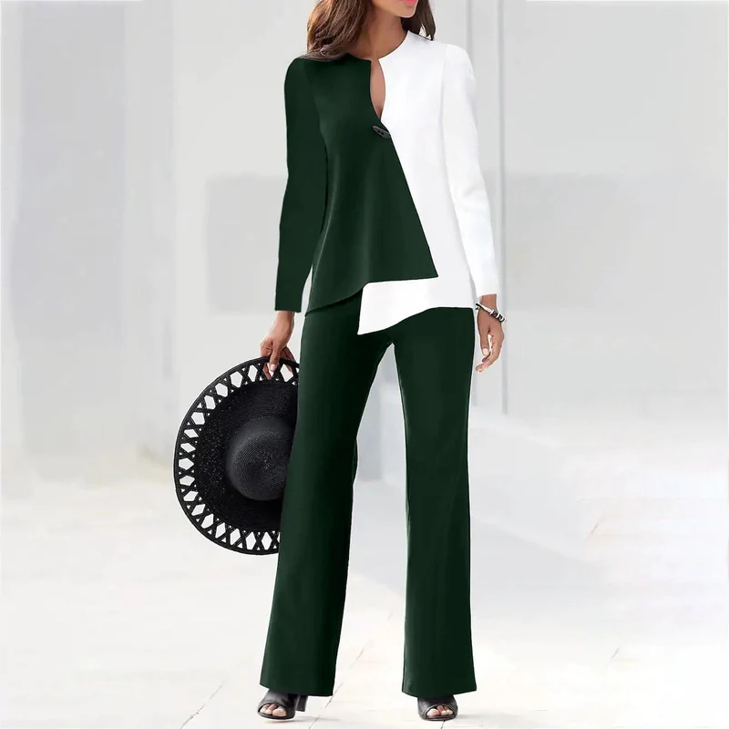 Damen Elegantes und modernes Hosenanzug-Set mit asymmetrischem Design Drune