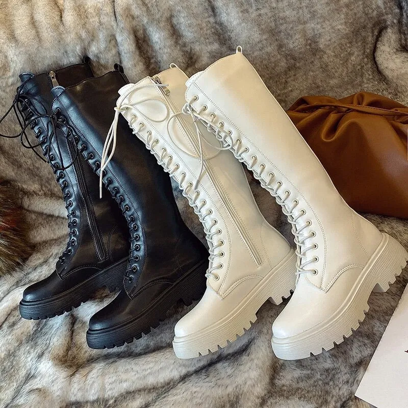 Drune | kniehohe Stiefel mit Absatz für Frauen perfekt für lässige Tage