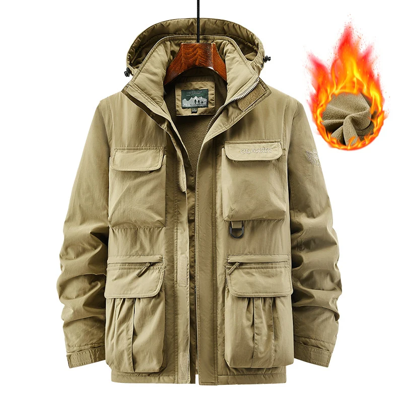 Herren Outdoor-Fieldjacke mit fleecegefüttertem Thermoinnenfutter und Multifachtaschen Drune