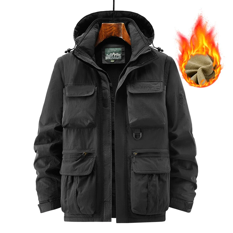 Herren Outdoor-Fieldjacke mit fleecegefüttertem Thermoinnenfutter und Multifachtaschen Drune