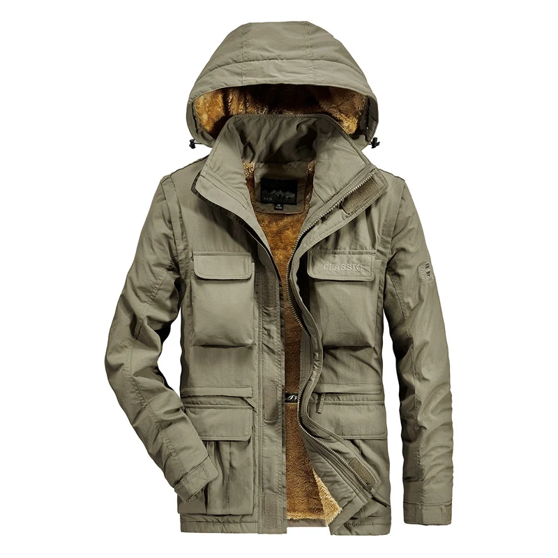 Herren Outdoor-Fieldjacke mit fleecegefüttertem Thermoinnenfutter und Multifachtaschen Drune