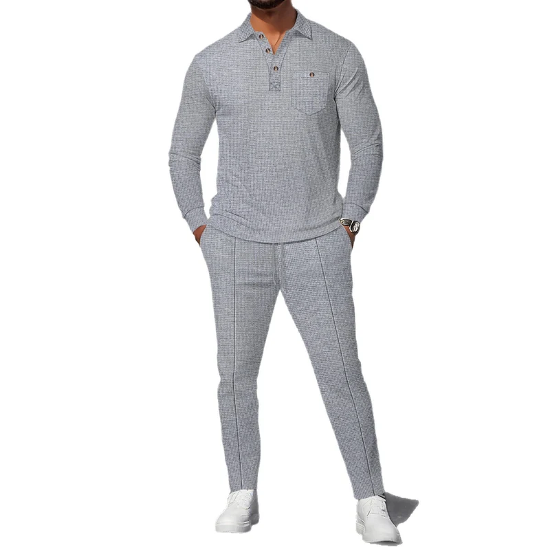 Herren eleganter Freizeitanzug mit strukturiertem Oberteil und modischen Hosen Drune