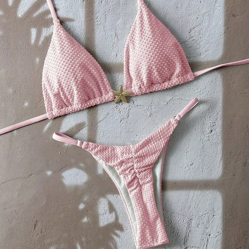 Damen Triangel-Bikini mit strukturiertem Stoff und maritimen Details Drune