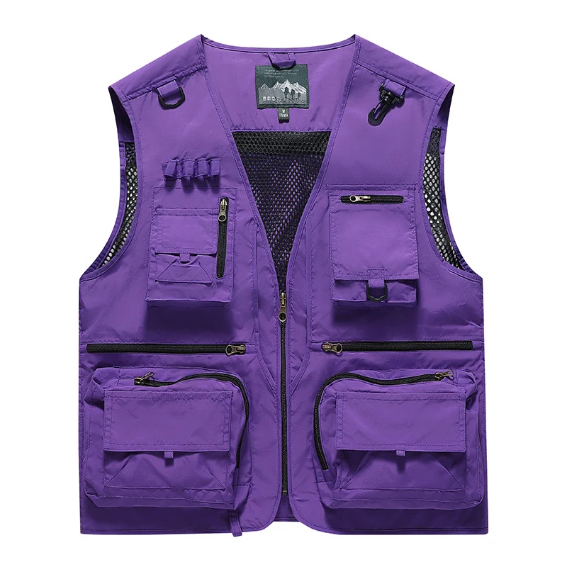 Herren Multifunktionale Outdoor-Utilityweste mit zahlreichen Reißverschlusstaschen, D-Ring und Karabiner Drune