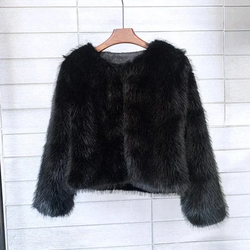 Drune | Eleganter Kurzmantel Aus Kunstpelz