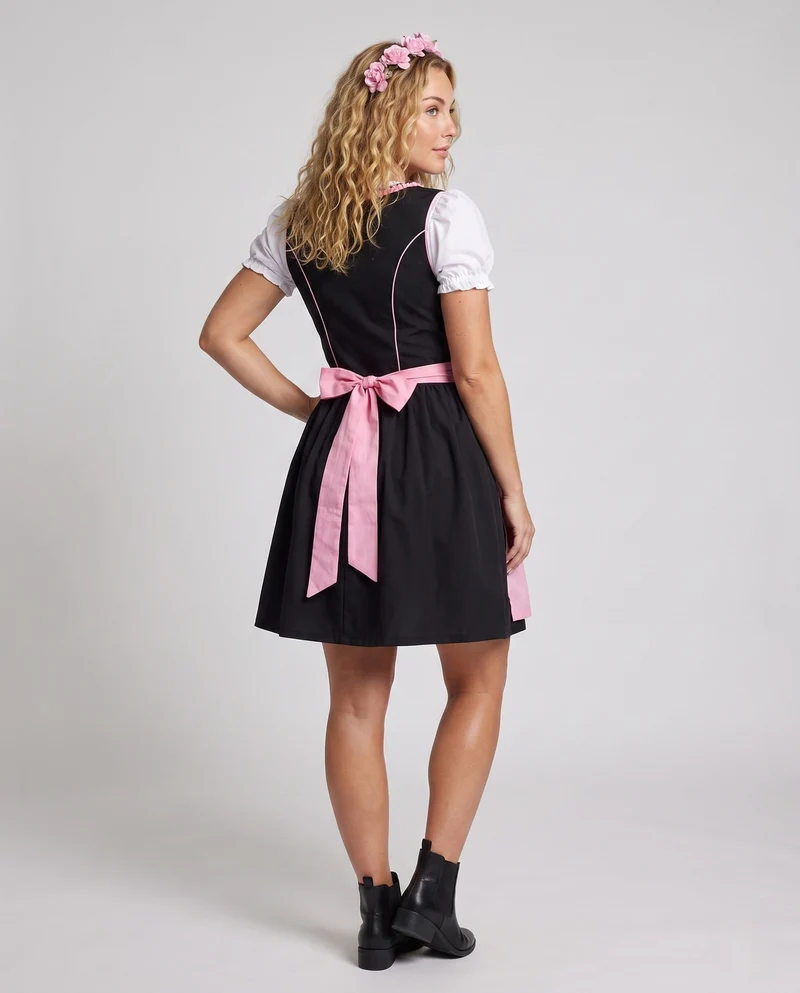 Damen Trachtenkleid mit floralem Design und Rüschendetails Drune