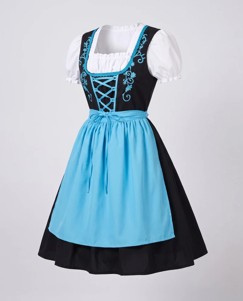 Damen Trachtenkleid mit floralem Design und Rüschendetails Drune