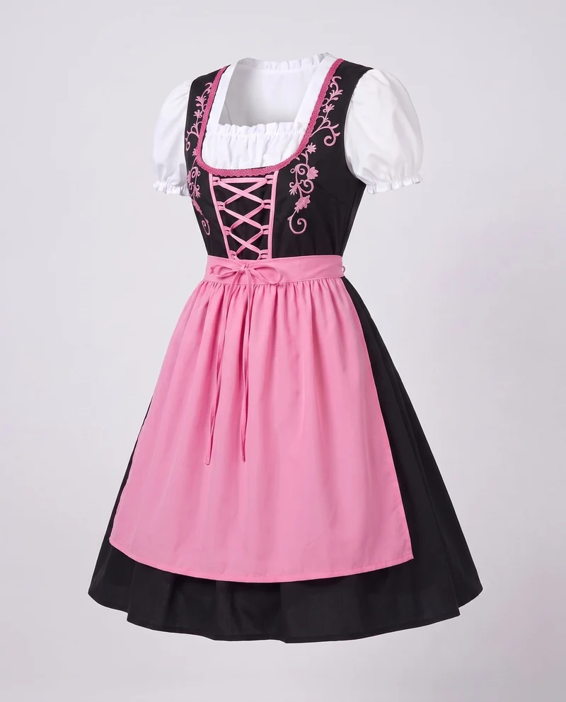 Damen Trachtenkleid mit floralem Design und Rüschendetails Drune