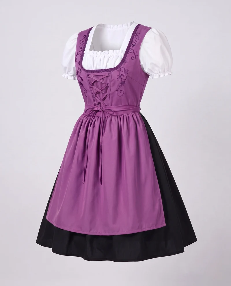 Damen Trachtenkleid mit floralem Design und Rüschendetails Drune