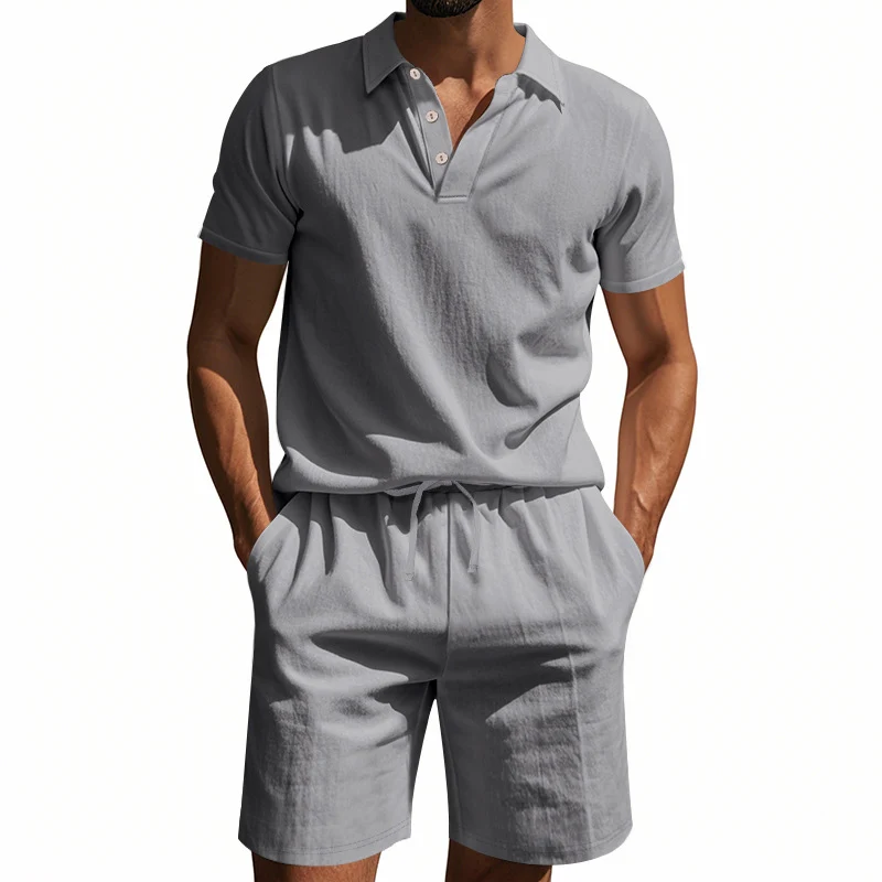 Herren lässiges Poloshirt und Shorts Set Drune