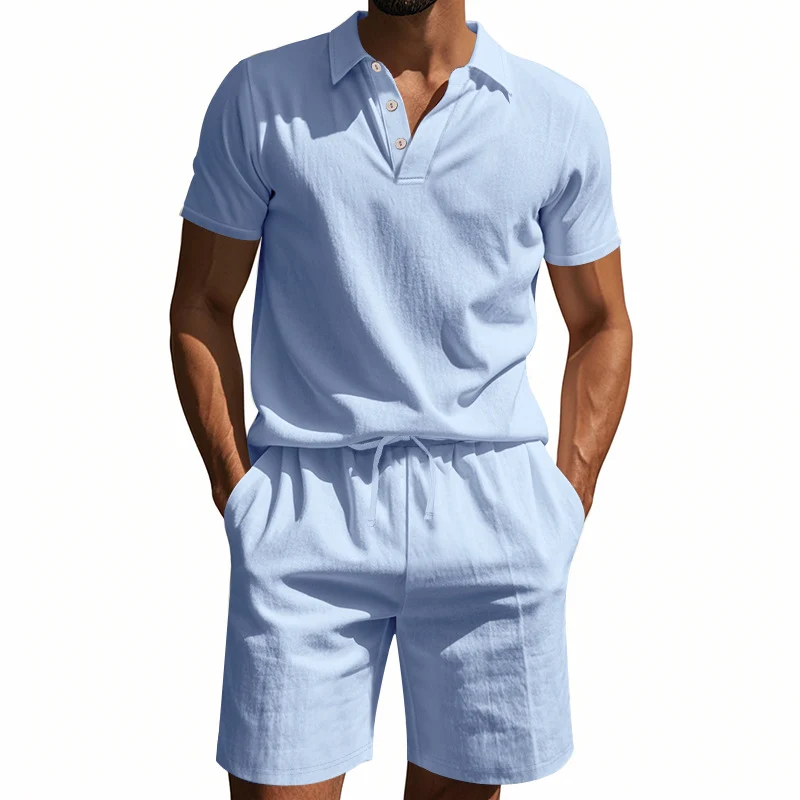 Herren lässiges Poloshirt und Shorts Set Drune