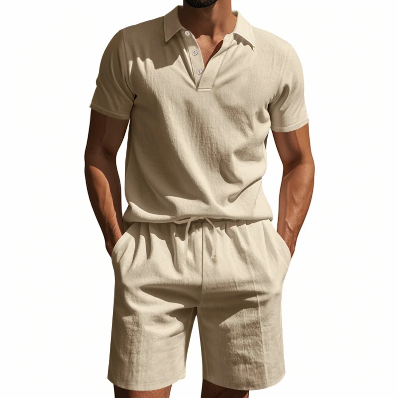 Herren lässiges Poloshirt und Shorts Set Drune