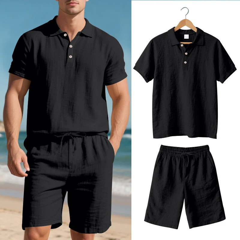 Herren lässiges Poloshirt und Shorts Set Drune