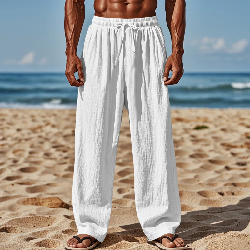 Herren lässige Strandhose mit elastischem Bund und seitlichen Eingrifftaschen Drune