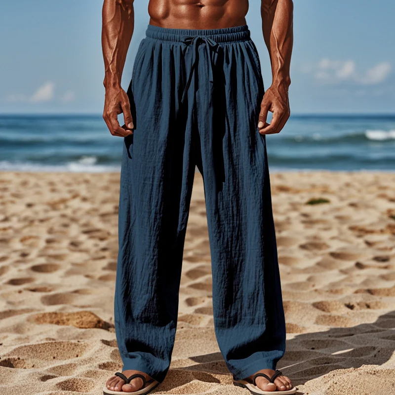 Herren lässige Strandhose mit elastischem Bund und seitlichen Eingrifftaschen Drune