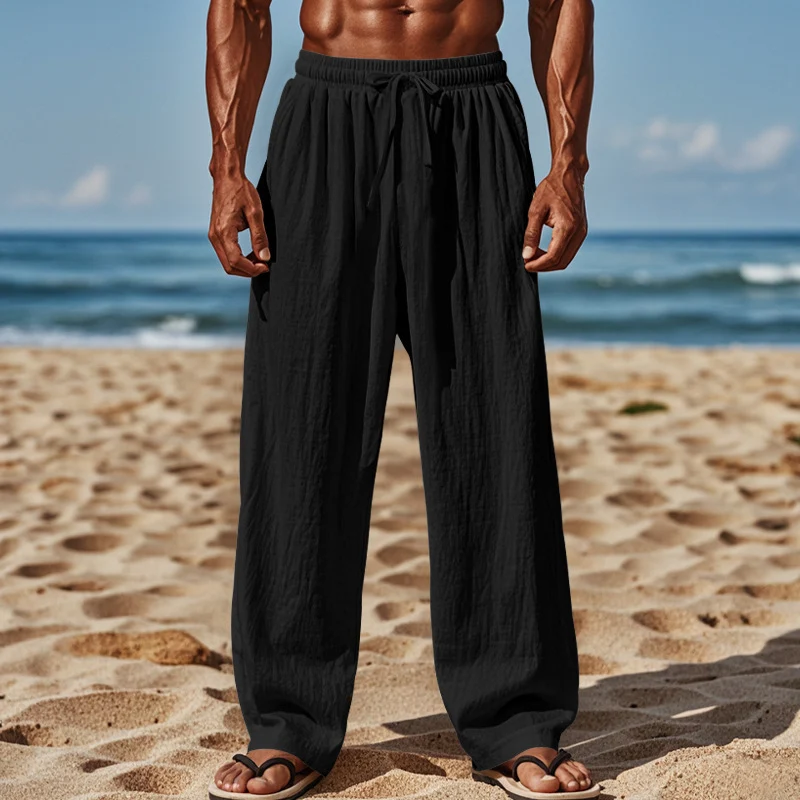 Herren lässige Strandhose mit elastischem Bund und seitlichen Eingrifftaschen Drune