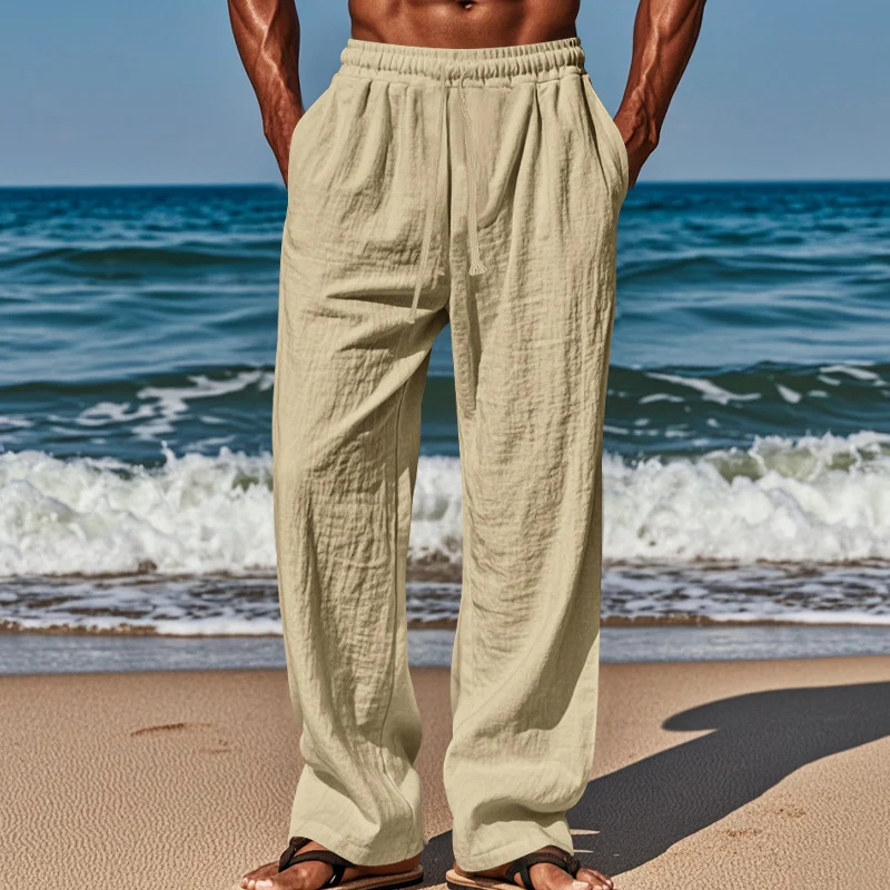 Herren lässige Strandhose mit elastischem Bund und seitlichen Eingrifftaschen Drune