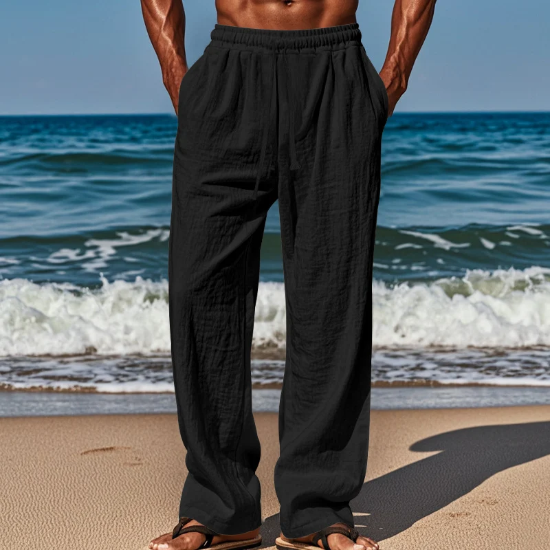 Herren lässige Strandhose mit elastischem Bund und seitlichen Eingrifftaschen Drune