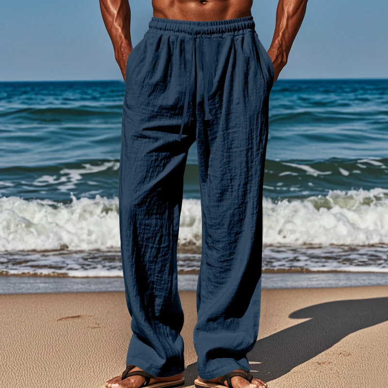 Herren lässige Strandhose mit elastischem Bund und seitlichen Eingrifftaschen Drune
