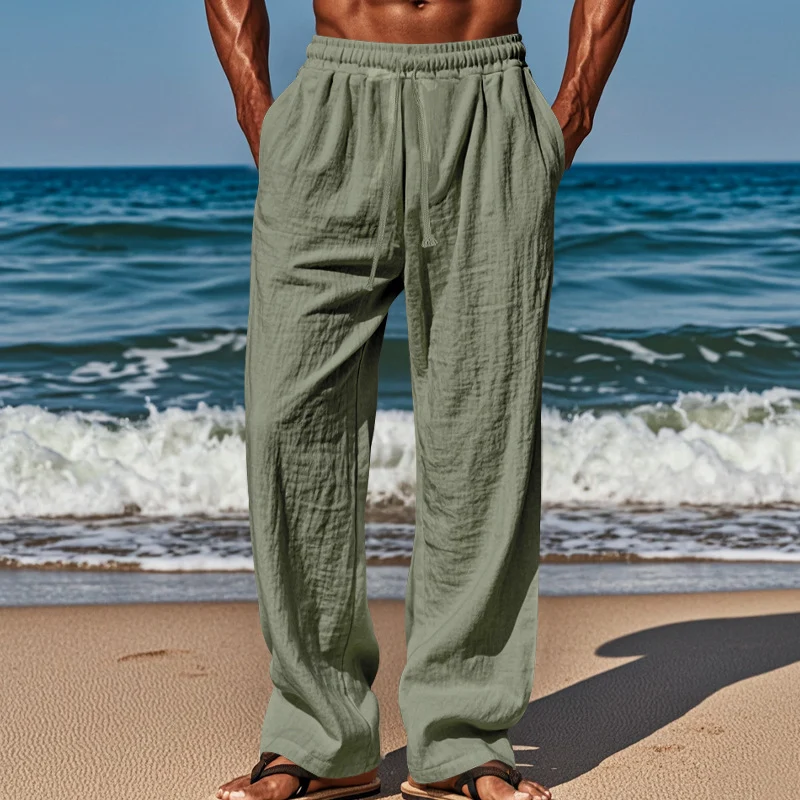 Herren lässige Strandhose mit elastischem Bund und seitlichen Eingrifftaschen Drune