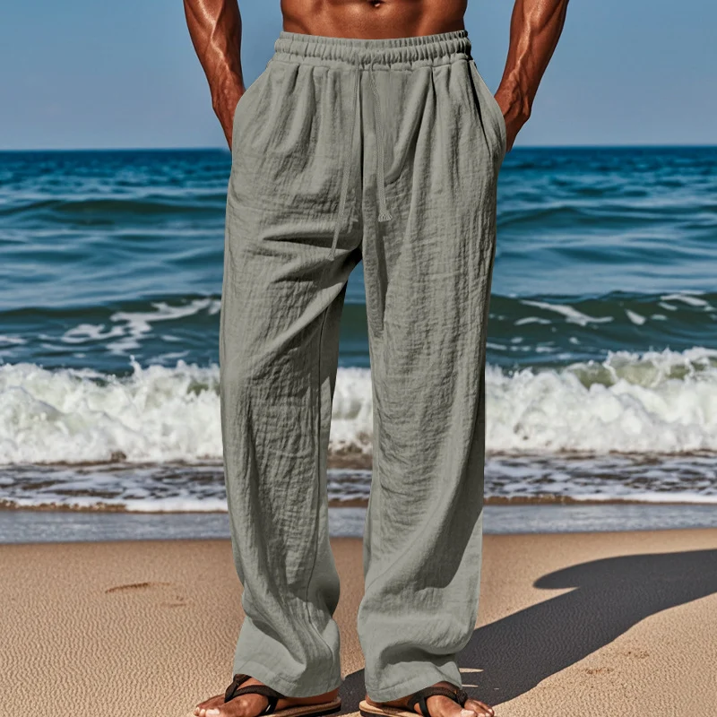 Herren lässige Strandhose mit elastischem Bund und seitlichen Eingrifftaschen Drune